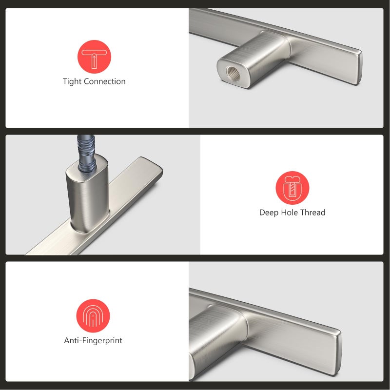 homdiy 20 Pack Solid Zinc Alloy Cabinet Handles, 3 Inch Hole Center Cabinet Pulls, Brushed Nickel Arch Drawer Pulls Modern Hardware for Kitchen Bathroom Cupboard - Image 5